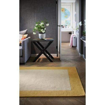 Borders Modern Plain Contrast Border Hand-Woven Wool Warm Golden Beige/Golden Ochre Rug-Origins-Rug Love - The Most Loved Rug Store